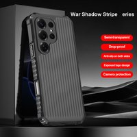 Armor Shockproof Case For Galaxy S26 S25 S24 S23 S22 Ultra + FE Vertical Stripe Hard PC Heavy Duty Protective Cover Fundas