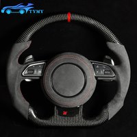 Suitable for Audi A1,A3,A4,A5,A6,A7,A8,Q3,Q5,Q7,R8,TT, custom carbon fiber red logo Alcantara flat-bottom sports steering wheel