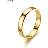 2023 New Fashion Simple Smooth Stainless Steel Ring for Women and Men Classic Gold Color Couple Rings Wedding Engagement Jewelry