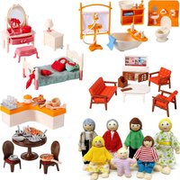 Puppenhaus-Möbel & Puppenfamilien-Set Mini-Figuren Puppenhaus-Zubehör Spielzeug-Möbel Geburtstagsgeschenk für Kinder