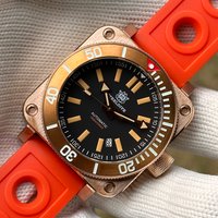 STEELDIVE SD1949S New In NH35 Diver Men's Automatic Watch CUSN8 Solid Bronze Case 100ATM Waterproof Sapphire Crystal Black Dial