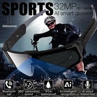 800W Ultra-HD Camera AI Sports Smart Glasses 4K Anti-shake Video 360° Sound Bluetooth Call Sports Glasses for Outdoor Activities
