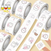 500Pcs Kawaii Miffy Sticker Seal Sticker Cartoon Rabbit Roll Sticker Cartoon Ins-style Planner Decoration Girl Gift