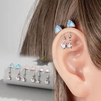 16G/20G Stackable Cat Stud Earrings for Women Hypoallergenic G23 Titanium Helix Cartilage Cubic Zircon Piercing Jewelry