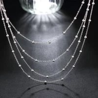 Hot sale 925 Sterling Silver Fashion Jewelry 18 inches Smooth Bead Chain Necklace For Women Wedding Birthday Gifts