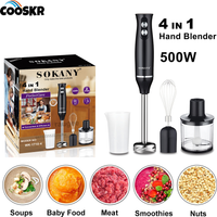 4 in 1 Electric Hand Blender Handheld Mixer Meat Vegetable Garlic Chopper Egg Beater Kitchen Blender for Soup Smoothie Puree ect