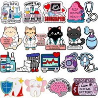 Cat Doctor Enamel Pins Cartoon Medical Electrocardiogram Surgical Knife Potion Lapel Badges Backpack Jewelry Accessories Gift