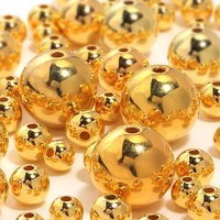 10-1000pcs/lot 3-20mm ABS Imitation Pearl Beads Plated Gold Loose Spaced Round Beads For DIY Bracelet Necklace Jewelry Wholesale