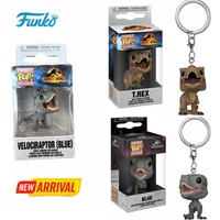 FUNKO POP Keychain Toy Jurassic World T.REX VELOCIRAPTOR BLUE Vinyl Figure Pocket Pop Keychain Collection Pendants Gifts Toys
