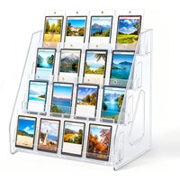 4 Tier Acrylic Trading Card Display Stand, Holds 16 Graded Cards Clear Shelf for PSA BGS SGC Slabs, Toploaders, TCG Sports Cards