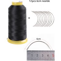 Strength Polyester Thread Sewing Thread for Making Wigs Hair Extension Kit black Hair Weaving Thread with 12pcs C needls