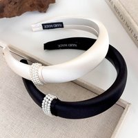 Retro Luxury Pearl Satin Headband Women Fashion Elegant Hair Band Girl Sweet White Black Hair Hoop Female Party Hair Accessories