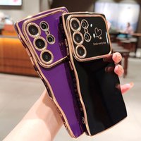 Luxury Electroplated Wave Edge Soft Shell For Samsung S26 Ultra S25 Edge S24 S23 FE S22 S21 Plus Shockproof Lens Full-pack Cover
