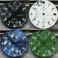 Starry Sky New 30mm High Quality Pilot Date Window Quartz Watch Dial With Luminous Suitable For VK63 Quartz Movement Watch Parts