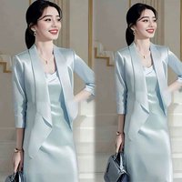 2026New Women's Blazer & Sleeveless Dress 2PC Set Luxury Elegant Office Party Suits Spring Autumn Fashion Outfit Ladies Suit Y2K