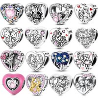 New 100% 925 Sterling Silver Zircon Heart Sister Love Charms Beads Fit Original 925 Bracelets DIY Jewelry For Women Gift Party