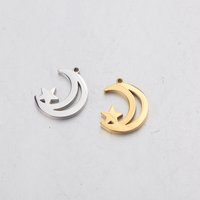 10pcs/lot Mirror Polished Stainless Steel Moon Star Charm Hollow Star and Moon Pendant for DIY Jewelry Making Accessories