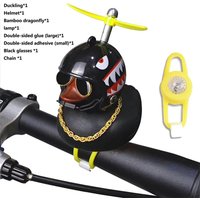Bicycle Bell Black/Yellow Duck Cartoon Little Ducks Helmet Head Light Shining Duck Bicycle Bells Handlebar Bicycle Accessories