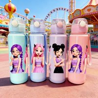 3D Printed Cartoon Pattern Water Bottle, Durable Reusable Design, Trendy Cute Style, Fade Resistant, Lightweight Original Travel