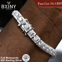 BXINY Luxury Full Moissanite Bracelet S925 Silver Sparkling Diamond for Women Engagement Wedding Fine Jewelry Gift GRA Certified