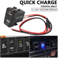 Dual USB QC Car Socket Charger 12-24V 4.2A Dual USB Voltmeter Mobile Phone Quick Charge Power Adapter For Toyota