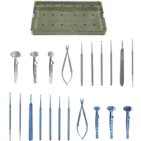 Autoclavable Chalazion Curette Set with Sterilization Tray Ophthalmic Surgery Instrument Titanium Alloy Stainless Steel