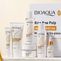Bioaoua 6pcs Rice Protoplasm Grape Skincare Set Face Serum Cream Hydrating Moisturizing Cleanser Toner Anti Age Face Care Set
