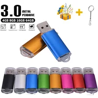High Speed USB 3.0 Flash Drive 64GB Cool Metal Pen Drive 32GB Real Capacity Memory Stick 16GB Free Key Chain USB Memory 8GB