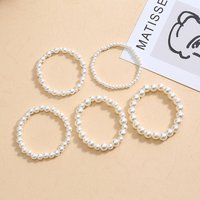 LATS New Imitation Pearl Elastic Bracelet for Women Fashionable Vintage Beaded Party French Light Luxury Jewelry
