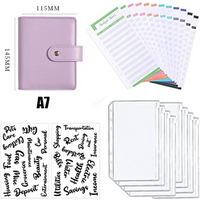 2023 New PU Leather Notebook A7 Binder DIY Planner Organizer 6 Zipper Pockets 12Pcs Budget Sheet 2Pcs French Alphabet Stickers