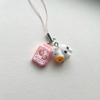 Strawberry Cow Phone Charm Cute Aesthetic Gift Accessories y2k