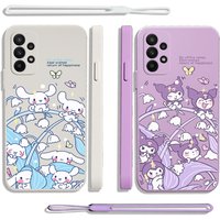 Sanrios Kuromi Cinnamoroll Cute Case For Samsung A73 A72 A71 A54 A53 A52 A51 A25 A24 A23 A15 A14 A13 4G 5G Cover With Hand Strap