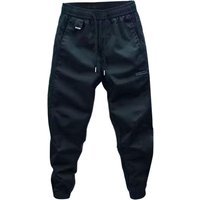Workwear Trousers with Drawstring Slim Fit Men's Harem Pants with Elastic Waist Pockets Breathable Streetwear for Outdoor