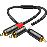 RCA Y-Adapter Subwoofer Cable Double Shielding 1RCA Male To 2RCA Male Stereo Audio Cable for Subwoofer DVD TV Amp Home Theater