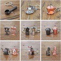 Metal 3D Creative Coffee Keychain Cute Pitcher Moka Pitcher Keyring Accessories Mini Coffee Handle Keyring Barista Gift