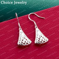 925 Sterling Silver Retro Hollow Sector Drop Earrings For Woman Wedding Engagement Party Accessories Fashion Jewelry Gift