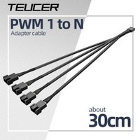Teucer 12V/4Pin PWM Black/White Adapter Cable 1 to 1/2/3/4 Computer CPU Cooler Fan Splitter PC Chassis Fan Extension Power Cable