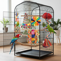 5pcs/Set Parrot Toys Rope Perch with Bell Colorful Bird Chewing Shredding Toys For Parrot Swing Climbing Standing Hanging Toys