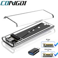 M.2 SSD Case NGFF SATA Hard Disk Box Type C USB 3.1 Transparent External SSD Case For 2230 2242 2260 2280 NGFF M.2 Harddisk Case