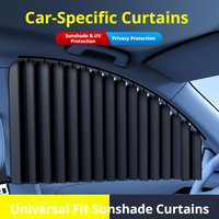 2/4pcs Universal Car Sun Shade Side Window Curtain Auto Foldable Uv Protection Black Pure Cloth Sun Visor Blinds Cover Car-Styli