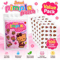 Hello Kitty Cute Pimple Patches, 100pcs Hydrocolloid Acne Spot Covers, 25 Fun Designs, Gentle, Waterproof, Skin-Friendly