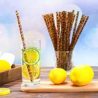 10/20/50pcs Leopard Reusable Plastic Straws Hard Plastic Straws with Cleaning Brush for Tumbler Cup Drinking Bar Party 230mmL