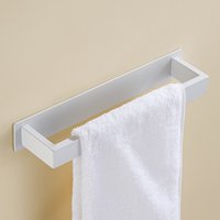 Self-Adhesive Bathroom Towel Rack Stainless Steel White Kitchen Hand Towel Hanger Wall Bath Towel Bar Holder Organizer No Drill