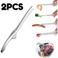 2PCS BBQ Tongs Korean Japanese Grill Clip Non-Slip Kitchen Self-Standing Tong for Outdoor Grilling Salad Camping Barbecue Buffet