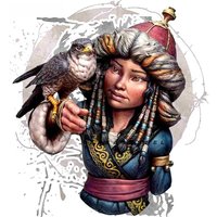 1/10 Resin unpainted Model Kit, Bust Mongolian Girl with Bird Unassembled and unpainted GK