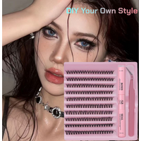 WINKLURE 200 pieces of single cluster false eyelash set , faux mink fur eyelashes, fluffy and natural, mixed length 10-16mm