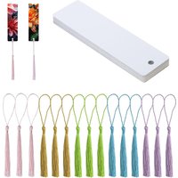 15 Kits Sublimation Double-Sided Blank Metal Bookmarks with Colorful Tassels for DIY, Wedding Favors, and Gift Tags – 3.2x12cm