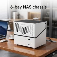 6-Bay NAS ITX Mini Server Case, Hot Swap HDD Enclosure, 2.5 & 3.5 Inch Mixed Support, Dual 120mm Cooling, PWM Fan Control