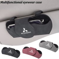 1pcs Car Glasses Box Auto Sun Visor Leather Eyeglass Clip For Mitsubishi Eclipse Lancer Outlander Pajero Colt I200 Space Delica