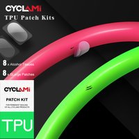 CYCLami Bike Inner Tube Tire Patch Patching Tools Repair Kit 8 Pieces Road MTB Folding Bicycle TPU Material Powerful Glue-free